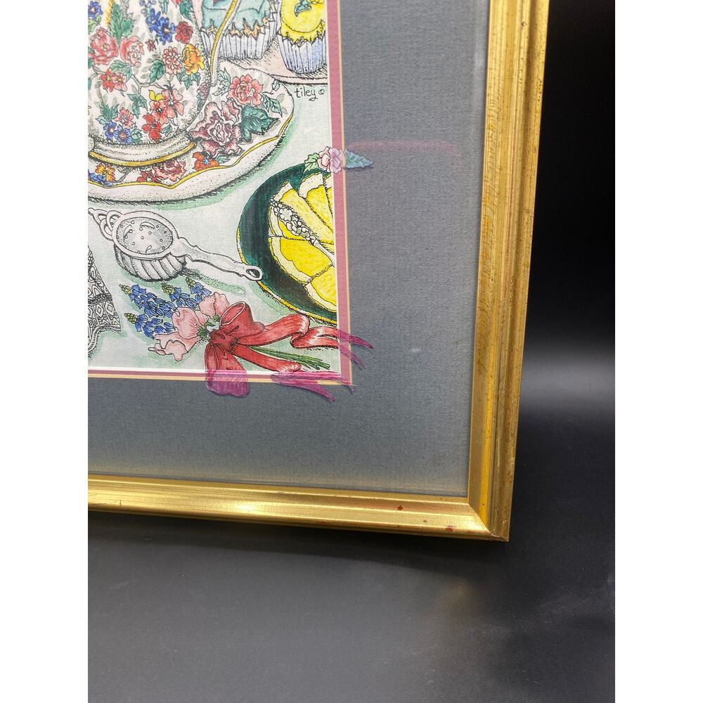 Talley art Tiley's tea treasures framed art wall hanging - Picture 2 of 8
